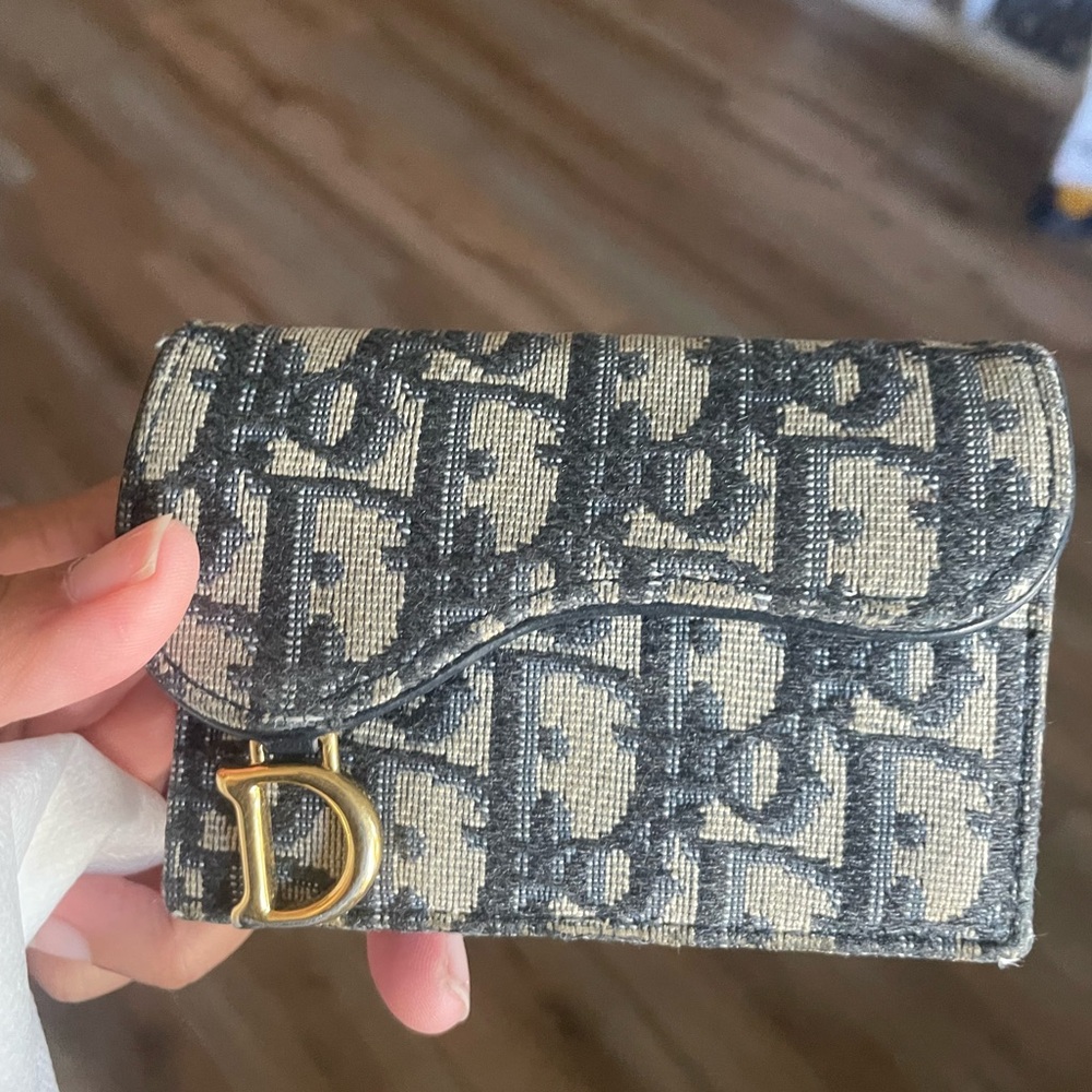 Dior Black and Gold Patterned Wallet